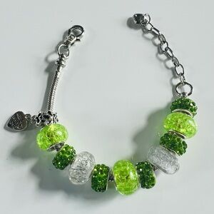 Green and Silver Beaded Bracelet
